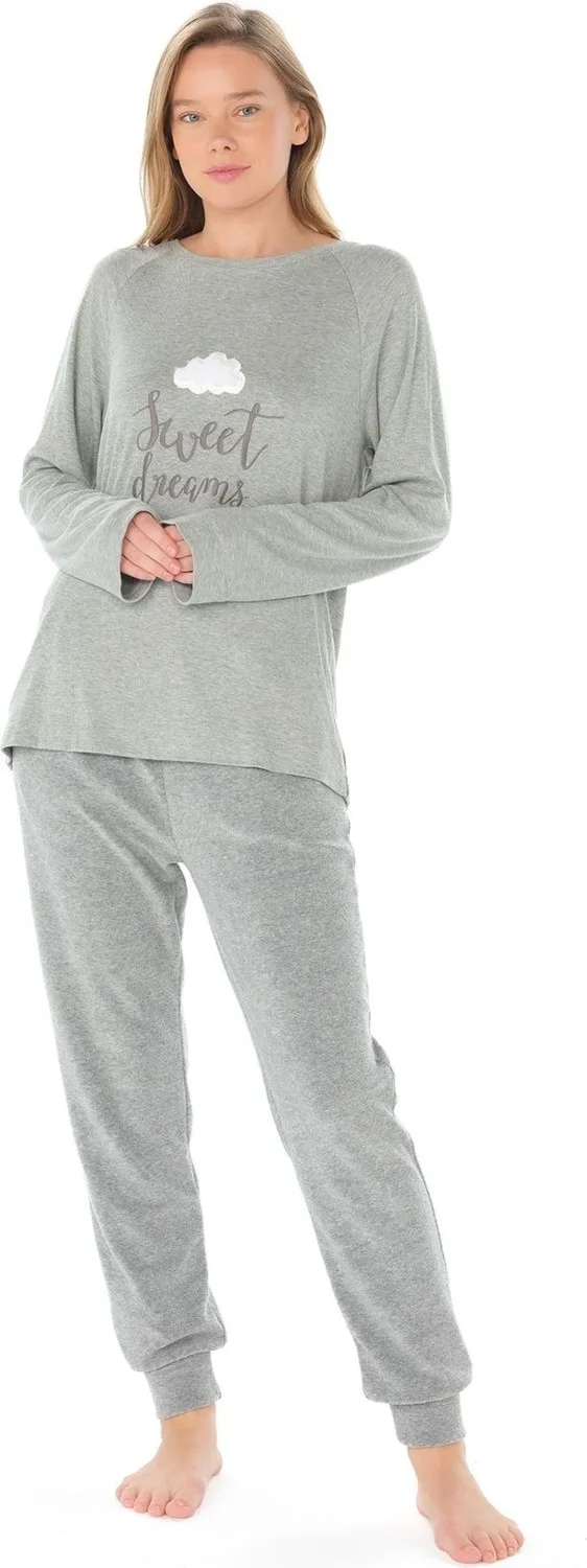 فايزة Women's Cloud Polar 3 Piece Gray Pajama Set C4T9N6O4