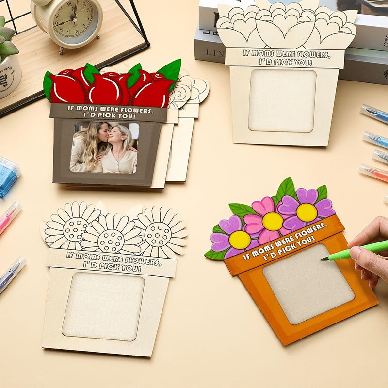 6pcs Wooden Floral Picture Frames Mothers Day Gift Home Office Desktop Decor - Image 4