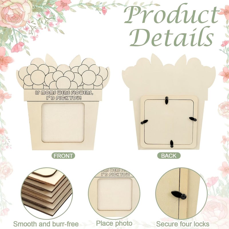 6pcs Wooden Floral Picture Frames Mothers Day Gift Home Office Desktop Decor - Image 3