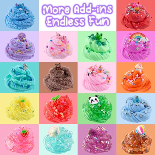 Okaybee 18 x 80 mL Big Premade Slime Kit 48 FL OZ Slime with 6 Butter 6 Cloud 6 Clear Crystal Slimes Varieties Party Favors for Kids 56 Pcs Slimes Pack with Jelly Cube Addins - Image 5