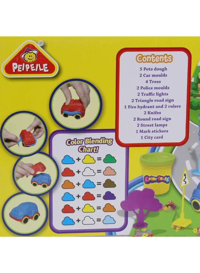 PEIPEILE Funny Traffic City – Interactive Modeling Clay Playset for Little Drivers - Image 3