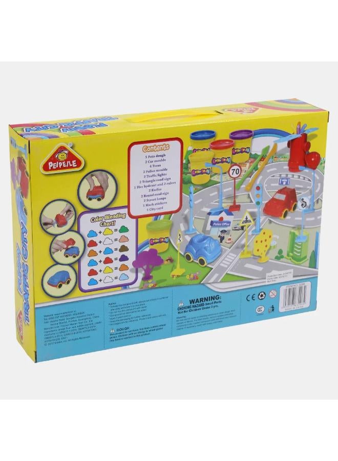 PEIPEILE Funny Traffic City – Interactive Modeling Clay Playset for Little Drivers - Image 2