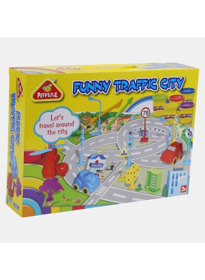PEIPEILE Funny Traffic City – Interactive Modeling Clay Playset for Little Drivers - Image 1