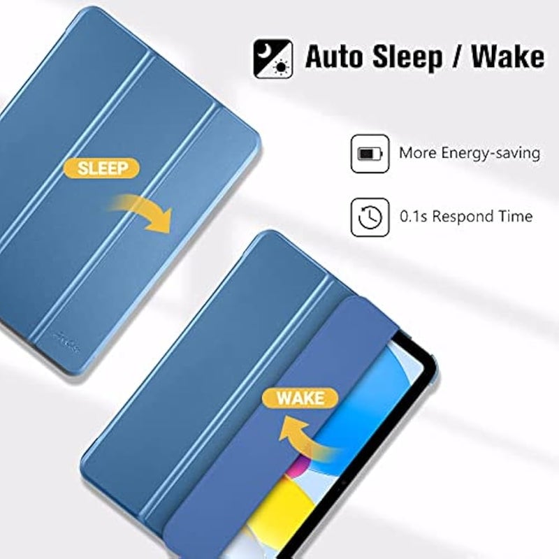 for iPad (A16) 11th Generation 11 Inch 2025/ iPad 10th Generation 10.9 Inch 2022 Case, Slim Smart Cover With Translucent Hard Shell Back, Supports Touch ID, Auto Wake/Sleep -Blue - Image 5