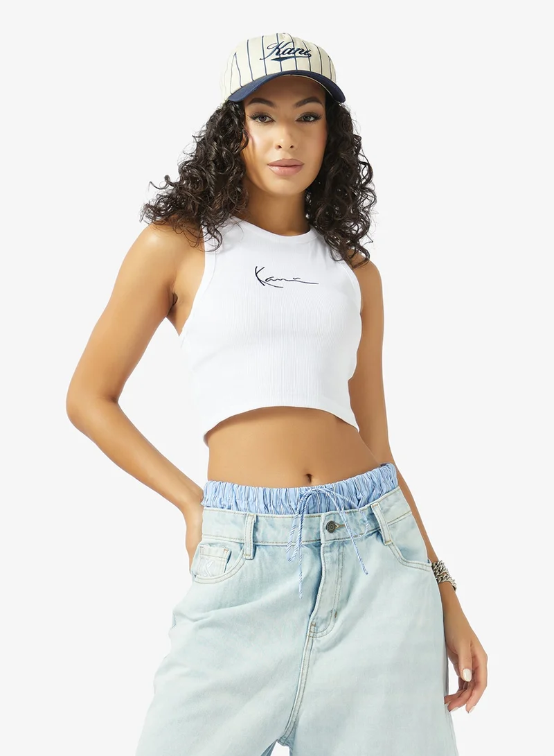 كارل كاني بلوزة رياضية ضيقة بياقة مستديرة بتصميم أساسي