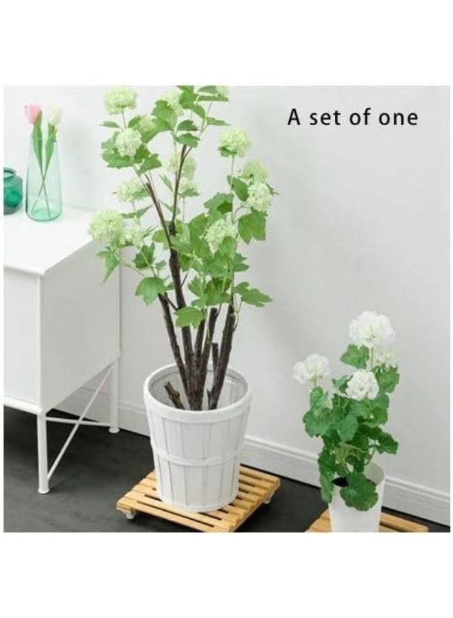 MY SOUQ Square Bamboo Wooden Plant Caddy Rolling Tray with Wheels Heavy Duty Plant Stand Caddy - Natural Wood - Image 3