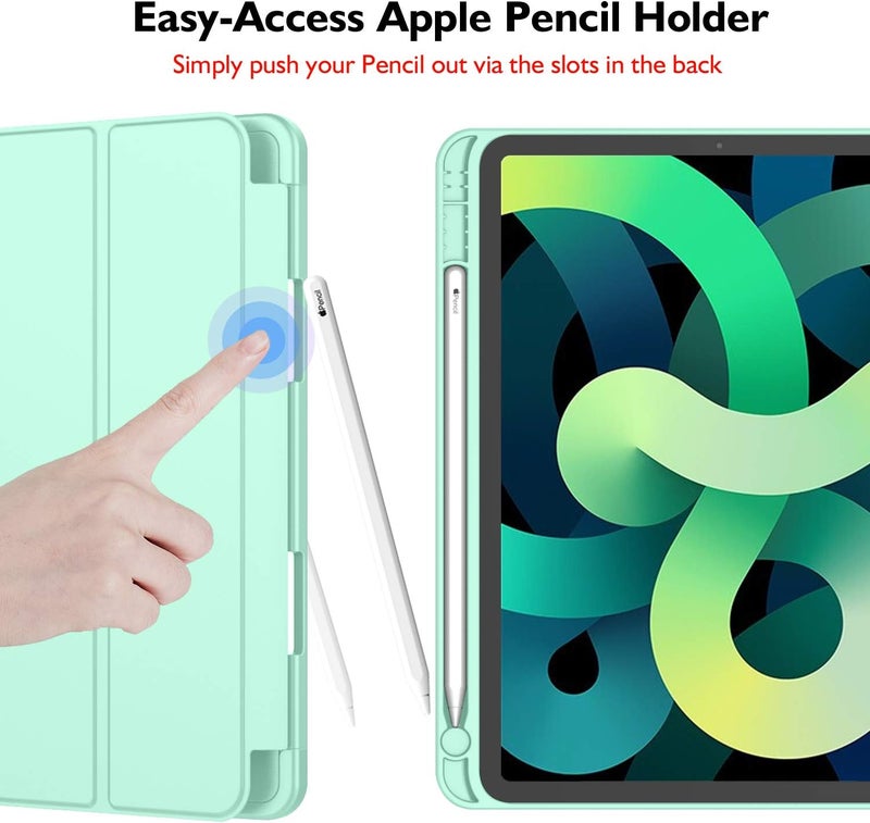 iMieet iPad Air 11 Inch Case M3(2025) / M2 (2024), iPad Air 5th/4th Generation Case 2022/2020 10.9 Inch with Pencil Holder,Trifold Stand Smart Case with Soft TPU Back(Light Green) - Image 3
