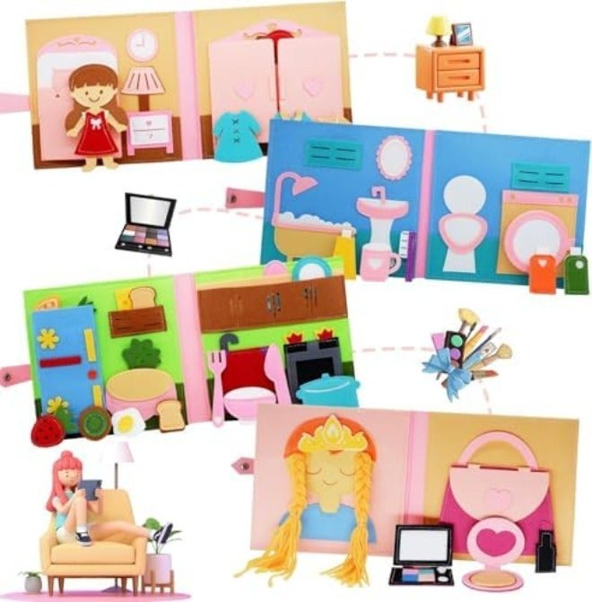 AM ANNA Montessori Busy Book for Toddlers - Quiet Activity Book with Life Skills, Cognition, Sorting &  Matching - Image 3