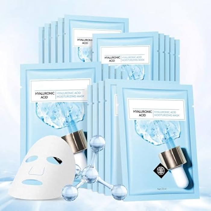 YAFUSIPE Face Mask Skin Care Hydrating Anti Aging Facial Mask Hyaluronic Acid Sheet Pack Deep Moisturizing Hydration Facemask Sheets for Women SkinCare Beauty Smoothing Rejuvenating Growing Gifts10 Sheets - Image 1