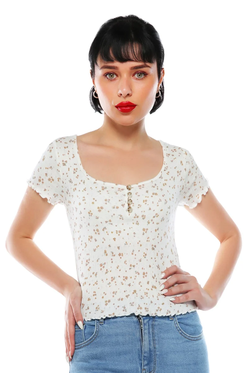 White Floral Ditsy Top