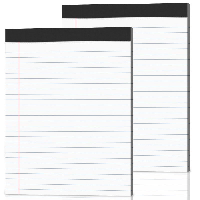 Nichela 2-Pack Legal Pads 8.5"x11" Wide Ruled Note Pads - 100 Sheets (50/Pad) with Micro-Perforated Notepad & Chipboard Backing To-Do Lists Thick Lined Writing Paper Notebook for School & Office Supplies - Image 1