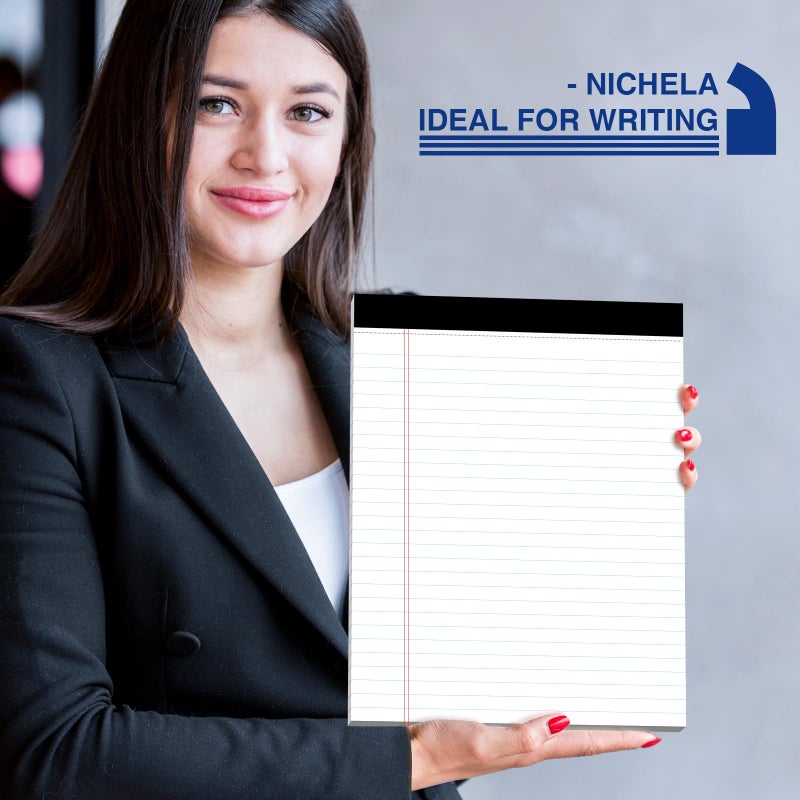 Nichela 2-Pack Legal Pads 8.5"x11" Wide Ruled Note Pads - 100 Sheets (50/Pad) with Micro-Perforated Notepad & Chipboard Backing To-Do Lists Thick Lined Writing Paper Notebook for School & Office Supplies - Image 4
