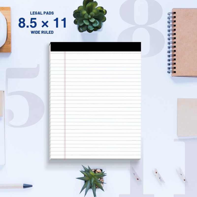 Nichela 2-Pack Legal Pads 8.5"x11" Wide Ruled Note Pads - 100 Sheets (50/Pad) with Micro-Perforated Notepad & Chipboard Backing To-Do Lists Thick Lined Writing Paper Notebook for School & Office Supplies - Image 5