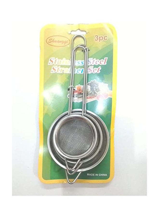 Generic - Tea Strainer Set Of 3 Pcs Different Sizes Silver - Image 1