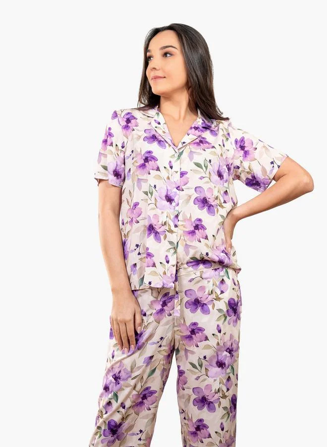 أدريا طقم بيجامة كلاسيك طويل للسيدات