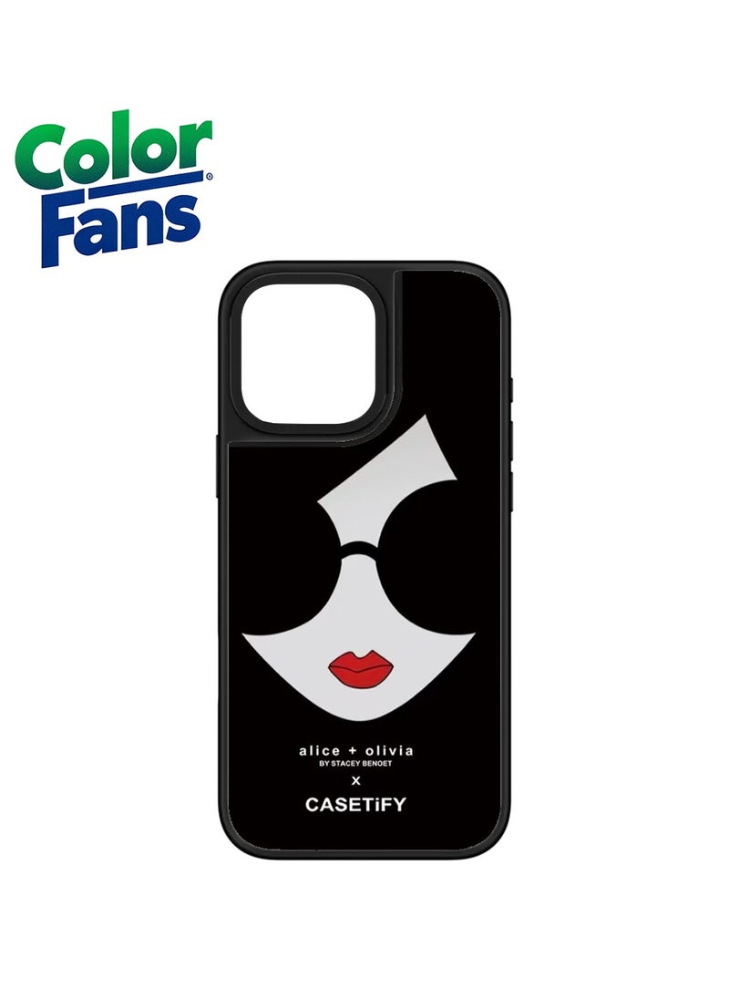 Color Fans - iPhone 12 Pro Max Elegant Minimalist Mirror Case  - Sophisticated Black and White with Red Accent - Image 1