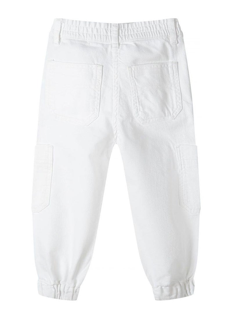 MINOTI Teen Girls Cargo Trousers with Side Pockets and Cuffed Ankles - Image 2