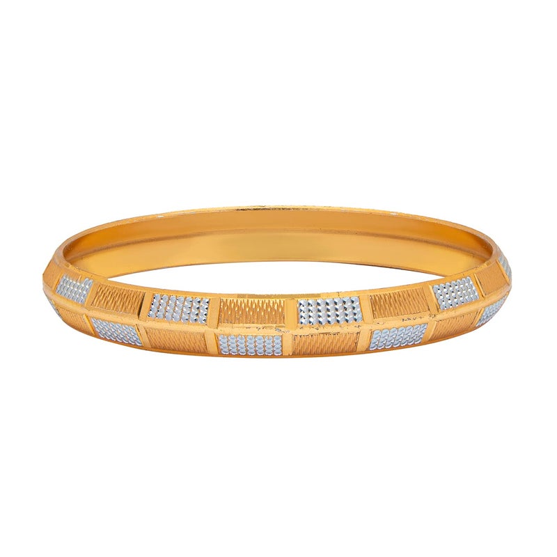 Shining Jewel Designer Stylish Self Design Amritsari Two Tone Gold Plated Sikh Kada for Men (SJ_3477_PP) - Image 2