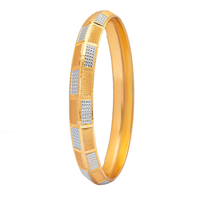 Shining Jewel Designer Stylish Self Design Amritsari Two Tone Gold Plated Sikh Kada for Men (SJ_3477_PP) - Image 1