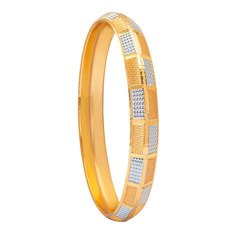 Shining Jewel Designer Stylish Self Design Amritsari Two Tone Gold Plated Sikh Kada for Men (SJ_3477_PP) - Image 3