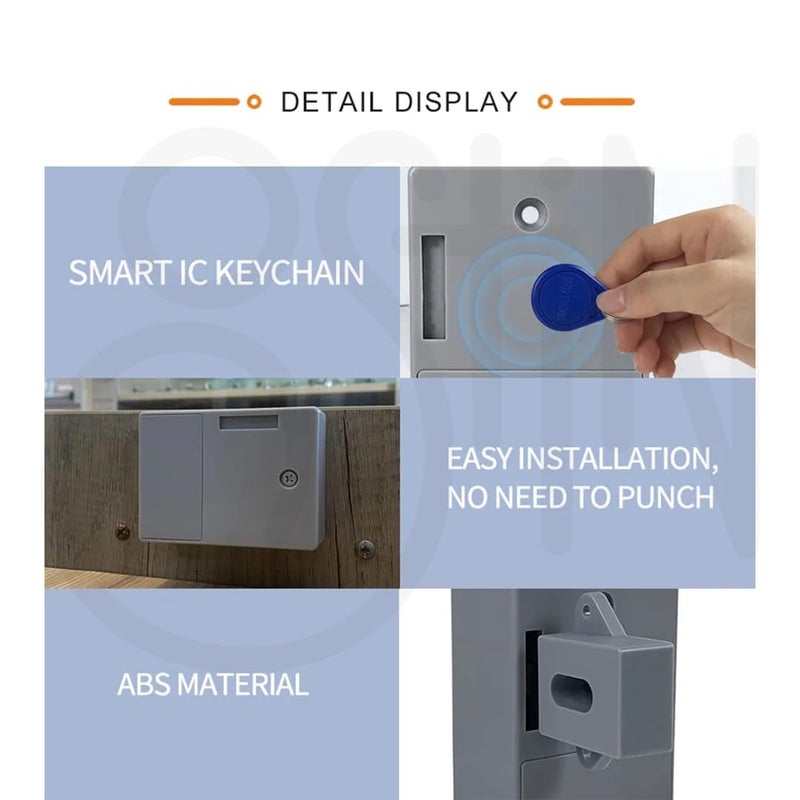 Ostin DIY Smart Sensor Hidden Safety Digital Cabinet LockElectronic Drawer Locks Smart Cabinet Lock Electronic RFID Card Opening for Wardrobe Sauna Libraries Factories and Offices Locker - Image 2