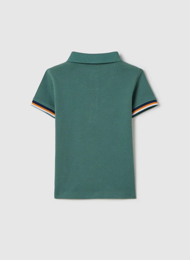 او في اس Piquet Polo Shirt With Puppy Print