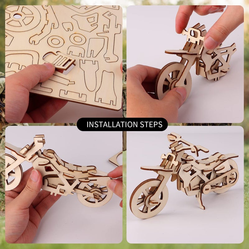 calary 3D Wooden Puzzle Simulation Animal Dinosaur Assembly DIY Model Toy for Kids and Adults,Set of 6 - Image 4