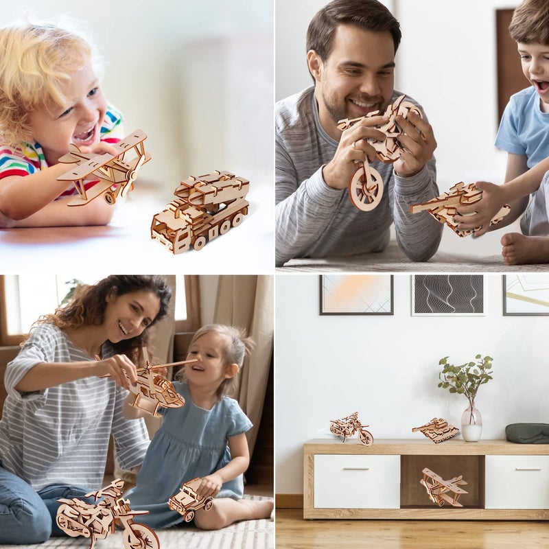 calary 3D Wooden Puzzle Simulation Animal Dinosaur Assembly DIY Model Toy for Kids and Adults,Set of 6 - Image 5