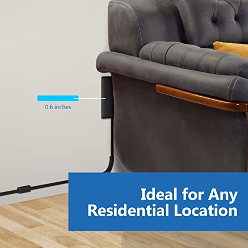 LIDER Flat-Face Outlet Extender with 3 Receptacles, Ultra-Thin Wall Plate Plug with Cord Extender and 3-Outlet Power Strip, 3ft Cord, LWE3-315-BK, ETL-Listed, Black - Image 4