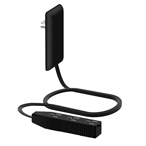 LIDER Flat-Face Outlet Extender with 3 Receptacles, Ultra-Thin Wall Plate Plug with Cord Extender and 3-Outlet Power Strip, 3ft Cord, LWE3-315-BK, ETL-Listed, Black - Image 1