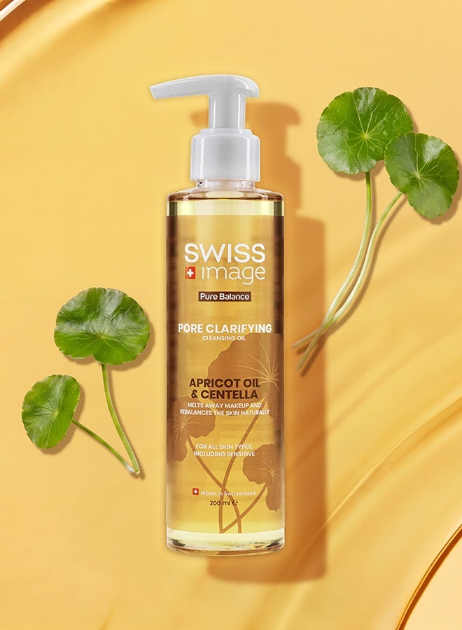 Swiss Image Pure Balance Pore Clarifying Cleansing Oil 200 ml | Apricot Oil, Centella Asiatica, Vitamin E & Alpine Glacier Water | Makeup Remover, Double Cleanse & Blackhead Care | For Men & Women - Image 3