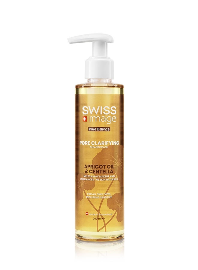 Swiss Image Pure Balance Pore Clarifying Cleansing Oil 200 ml | Apricot Oil, Centella Asiatica, Vitamin E & Alpine Glacier Water | Makeup Remover, Double Cleanse & Blackhead Care | For Men & Women - Image 1