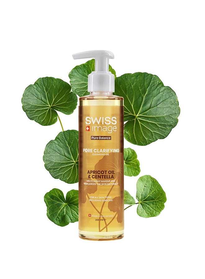 Swiss Image Pure Balance Pore Clarifying Cleansing Oil 200 ml | Apricot Oil, Centella Asiatica, Vitamin E & Alpine Glacier Water | Makeup Remover, Double Cleanse & Blackhead Care | For Men & Women - Image 2