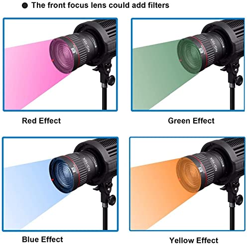 Hersmay NG-10X Bowens Mount Fresnel Lens Focusing Adapter Fresnel Spot S-Mount Adapter 10-40° 5X Brighter for Godox sl-60w Bowens Mount Studio Light Flash LED Light 4 Color Gel Filters - Image 4