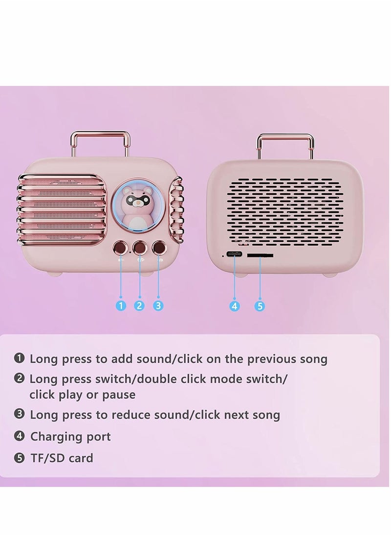 SYOSI - Bluetooth Speaker Cute,Portable Bluetooth Speaker Wireless Retro Speaker with Built-in Mic Cute Decor,TF,Vintage Mini Speaker for Kitchen Desk Bedrooms Accessories Party Outdoors for Android iOS - Image 1