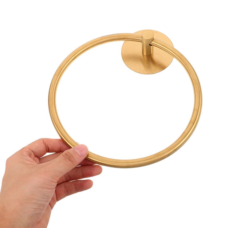 Gold Finish Self-Adhesive Stainless Steel Wall Mounted Towel Ring - Image 5