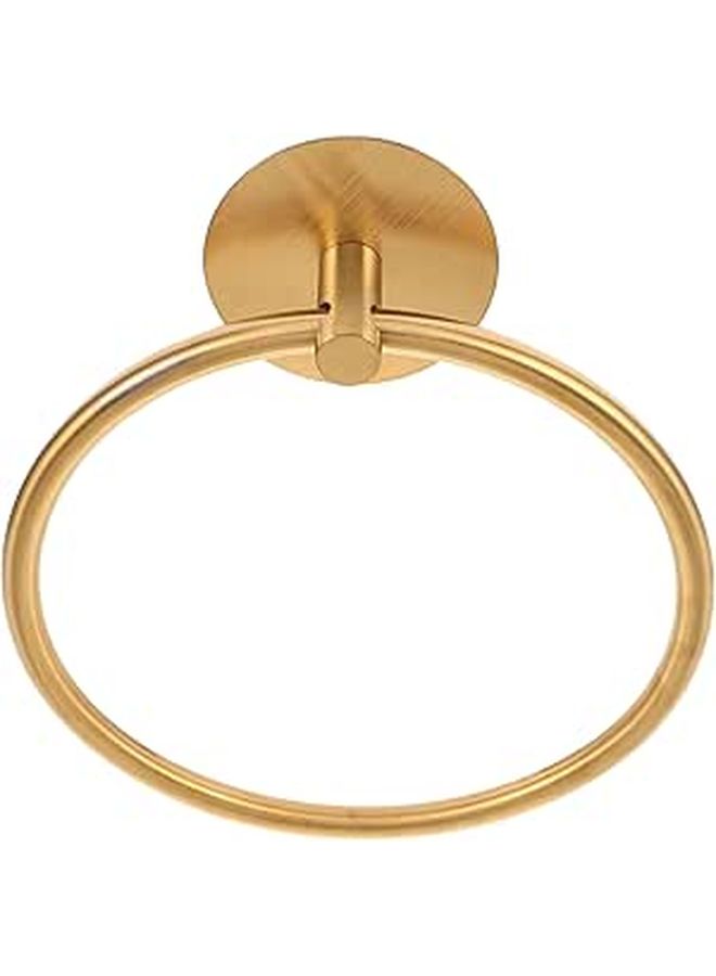 Gold Finish Self-Adhesive Stainless Steel Wall Mounted Towel Ring - Image 1