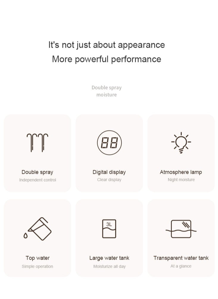 مرطبات هواء لغرفة النوم مع ضبط تلقائي للرطوبة وإضاءة ليلية، مرطب هواء بسعة 3 لتر مع فوهات رذاذ مزدوجة وجهاز ترطيب سهل التعبئة من الأعلى - pzsku/Z214D8651BD4BF18346BEZ/45/_/1728979683/a22d7002-c6d9-4e73-9703-eedd36e0bd20