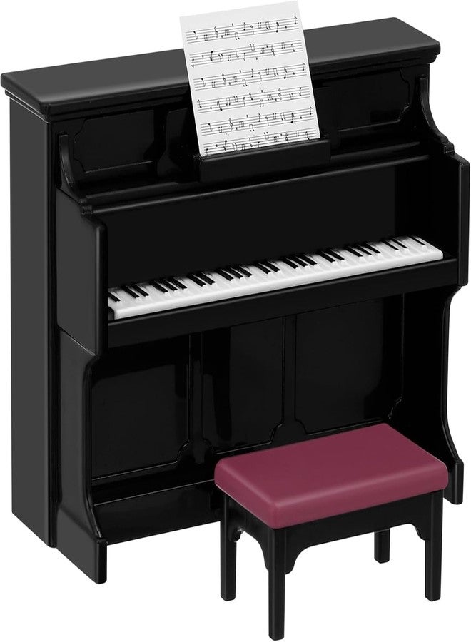 Dranvosk Miniature Dollhouse Piano with Stool - Mini Piano for Dollhouse Accessories, Music Theme Cake Topper, Birthday Party Decorations, Realistic Doll Furniture - Image 1