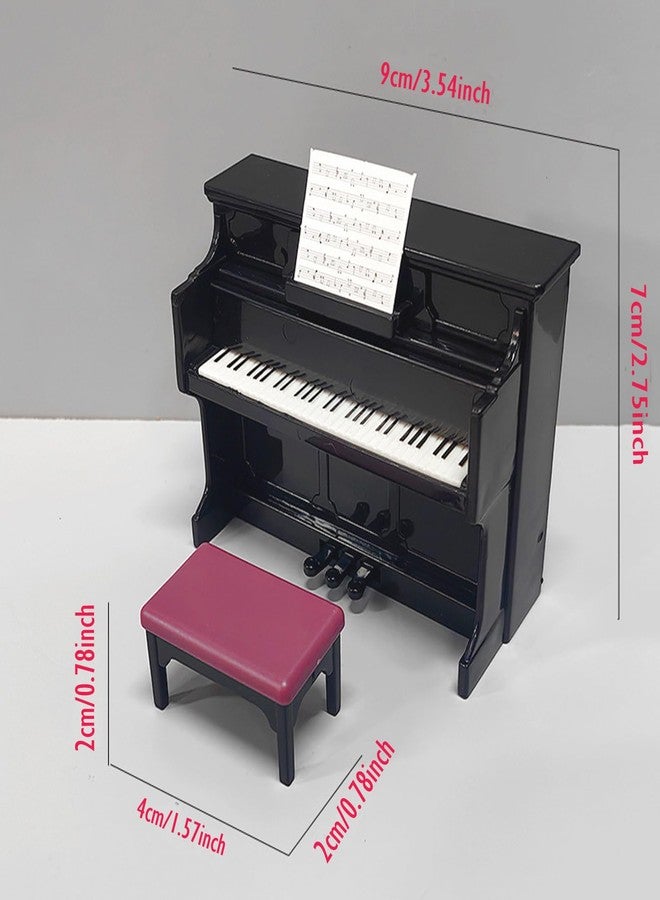 Dranvosk Miniature Dollhouse Piano with Stool - Mini Piano for Dollhouse Accessories, Music Theme Cake Topper, Birthday Party Decorations, Realistic Doll Furniture - Image 2