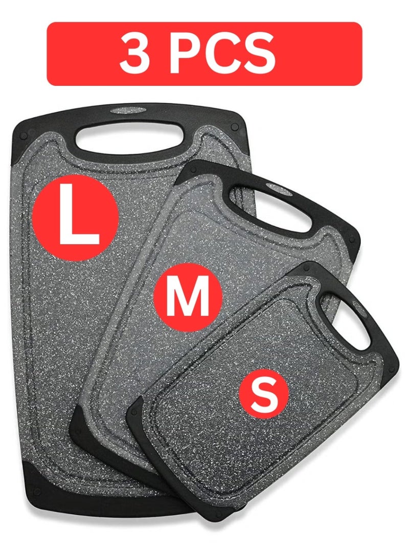 Queens Cutting Boards for Kitchen 3Pack & 3sizes, Plastic Chopping Board with Non-Slip Feet, Juice Grooves, Easy Grip Handle, BPA Free, Non-Porous, Dishwasher Safe, for Ramadan Kitchens, Multiple Sizes L+M+S - Image 1
