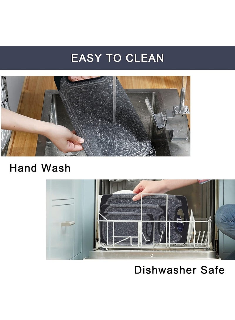 Queens Cutting Boards for Kitchen 3Pack & 3sizes, Plastic Chopping Board with Non-Slip Feet, Juice Grooves, Easy Grip Handle, BPA Free, Non-Porous, Dishwasher Safe, for Ramadan Kitchens, Multiple Sizes L+M+S - Image 5