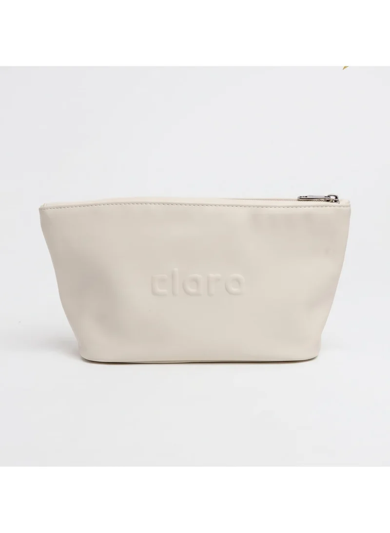 Clara Clara Makeup Bag and Travel Toiletry Pouch, Beige