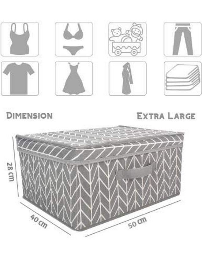 ASUVI Multipurpose Foldable Canvas Clothes Organiser Storage Box for Wardrobe with Lid and Handle - Pack Of 2 - Image 5