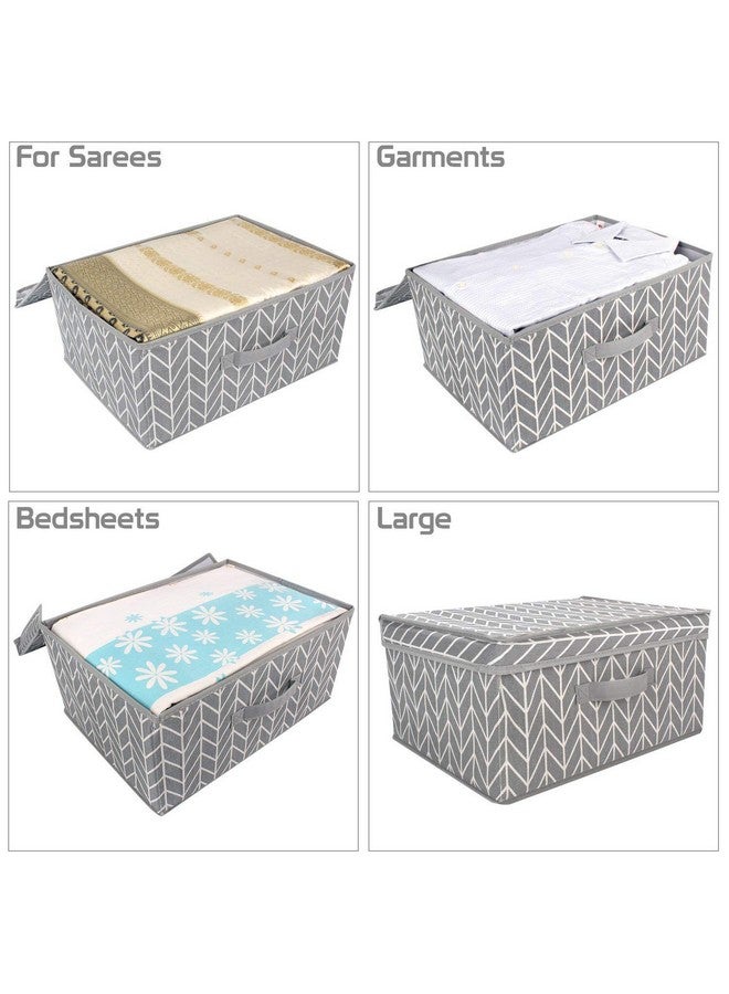 ASUVI Multipurpose Foldable Canvas Clothes Organiser Storage Box for Wardrobe with Lid and Handle - Pack Of 2 - Image 4