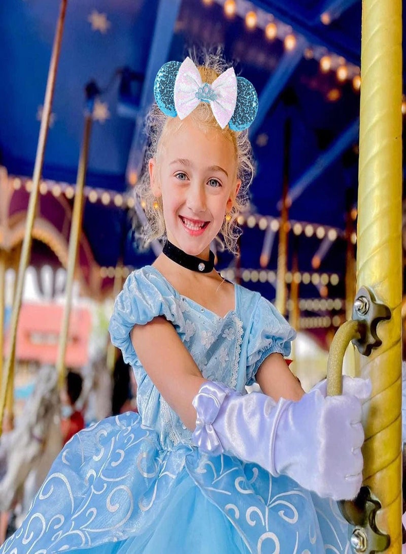 Loquat Mouse Ears Bow Headbands, 2 PCS Frozen for Cosplay Costume Princess Elsa and Anna Sequins Minnie Headband Dress Up Accessories - Image 4