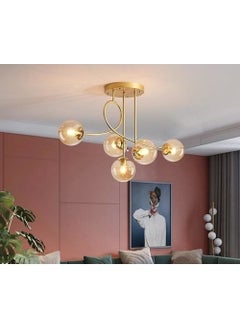 Lambadar Lamp Pare Model Modern Sport Gold 5-piece Globe Honey Glass Chandelier 