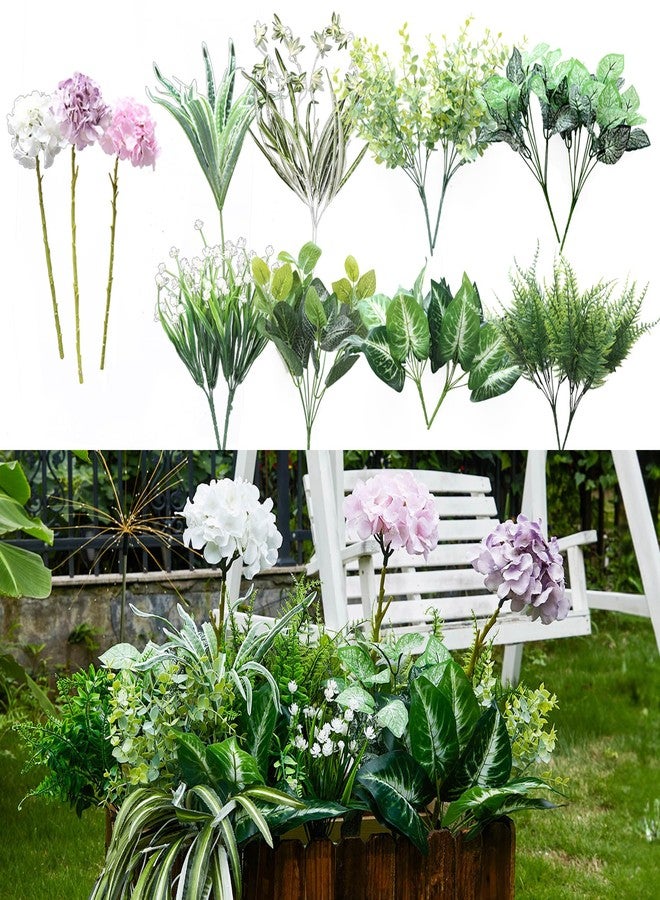 Partyjoy PARTY JOY 18 Bunches Fake Plants Outdoor, Fake Bushes UV Resistant Artificial Flowers Hydrangea Flowers Greenery Shrubs Faux Greenery for Outdoor Garden Patio Front Porch Yard Decor - Image 5