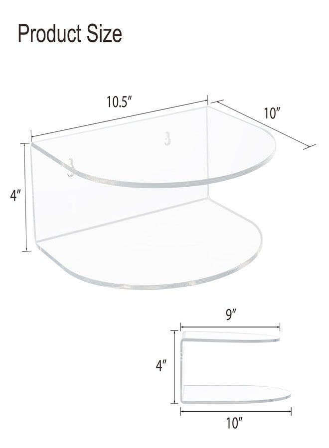 HMYHUM Acrylic Floating Nightstand Set of 2, Wall Mounted Bedside Table for Bedroom, Hanging, 8 lbs Load, 10.5" L x 10 "W x 4" H, Clear - Image 2