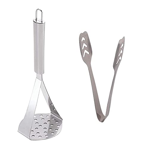 Brunchy Potato Masher Stainless Steel, Chimta for Kitchen Use, Momo Tong, Noodles Chapati Serving Chimta, Masher Stainless Steel, Vegetable Pav Bhaji Masher, Potato Crusher for Kitchen - Image 1